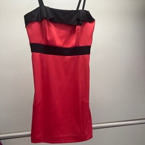 BCBG RED BLACK DRESS 10 Great for the holidays!